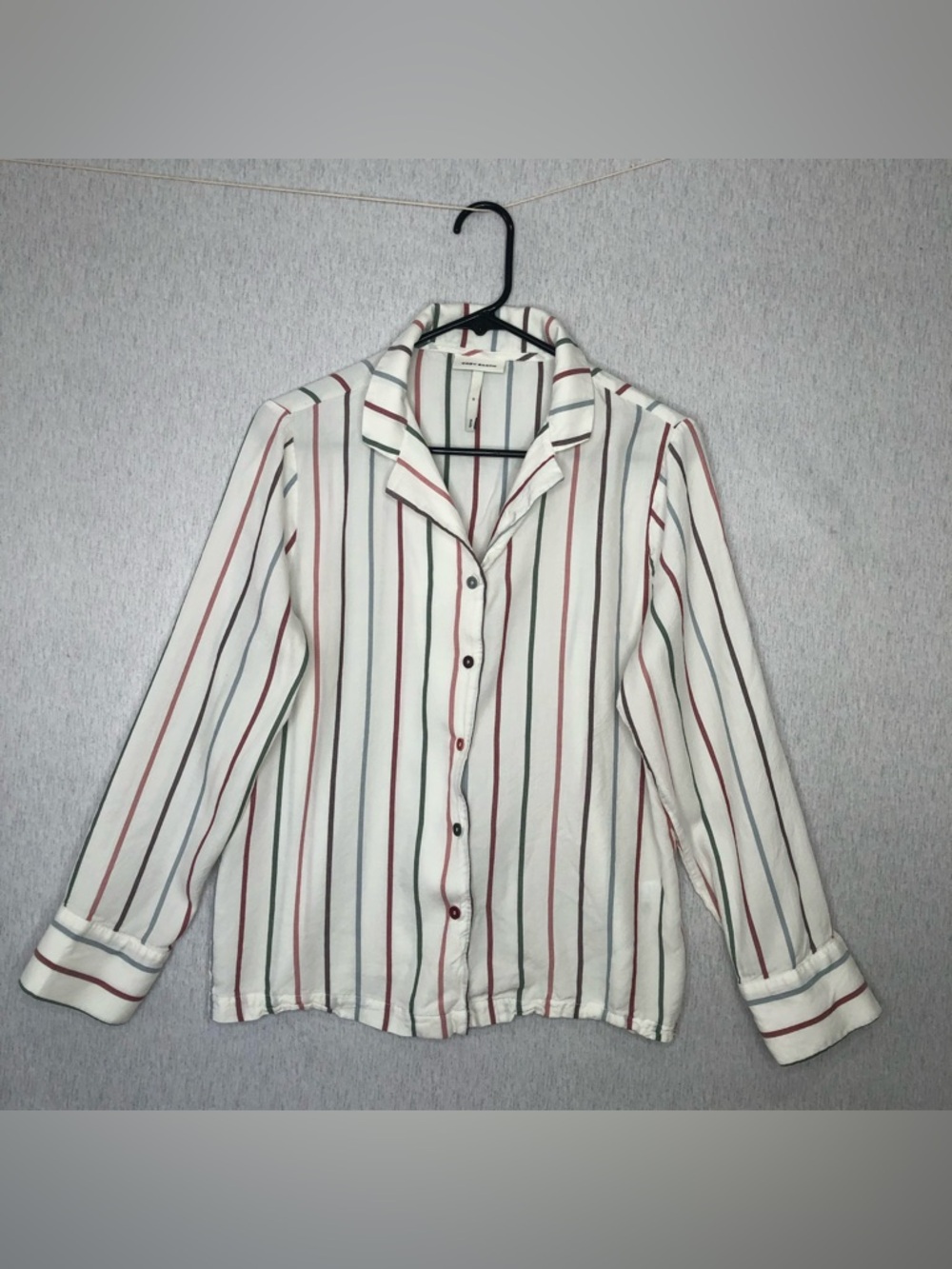 Cozy Earth Striped Button Down Pajama Top Size Small Rayon Tencel Lightweight